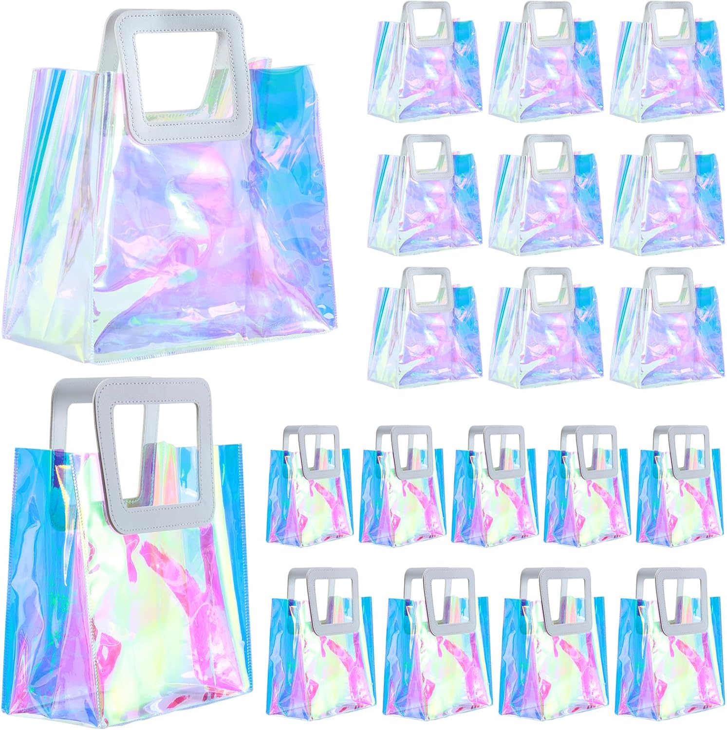 20 Pcs Reusable Holographic Gift Bags with Handle