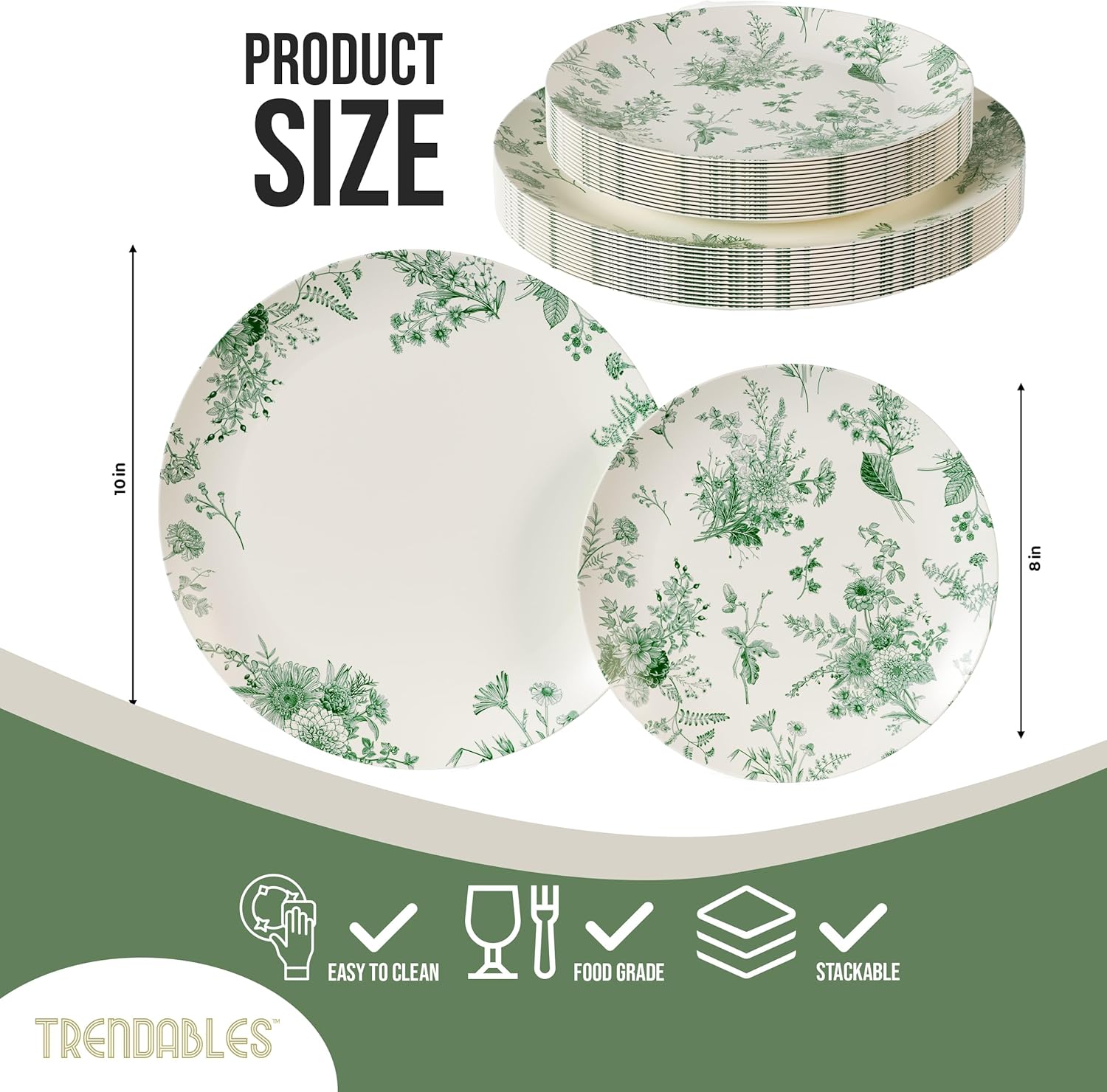 Trendables 80 Piece Plastic Disposable Plates Set