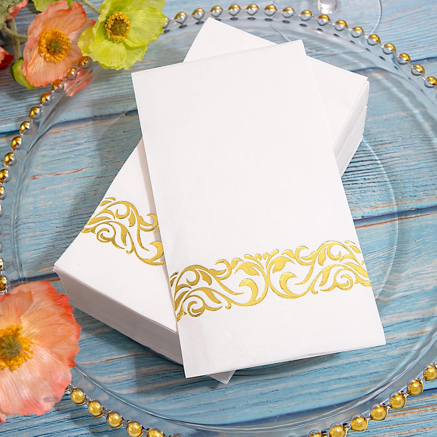 WDF 150 Pack Gold Napkins Disposable 3 Ply
