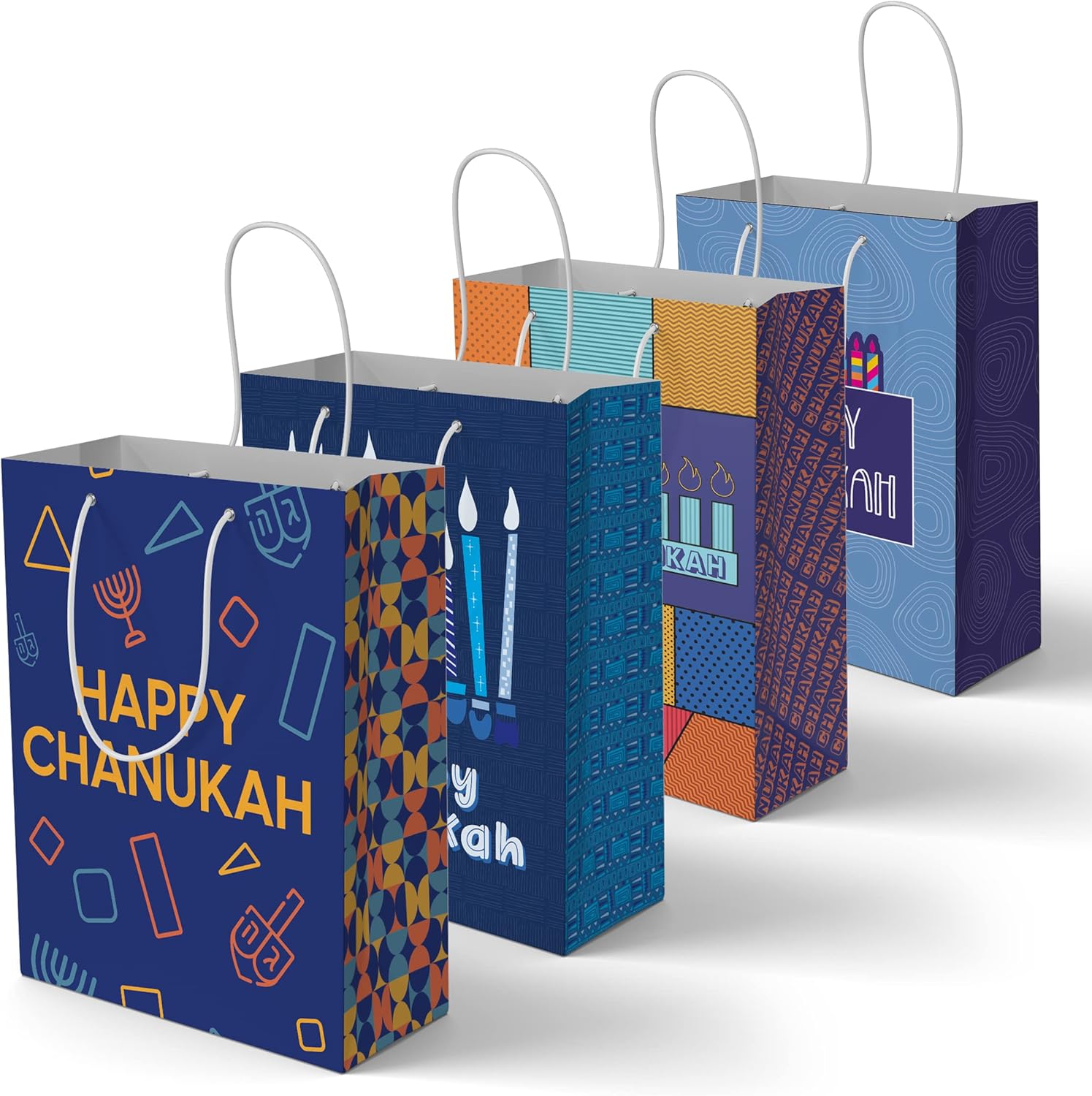 The Hanukkah Company Gift Bags - 4 Pack 5x8 Inch Blue