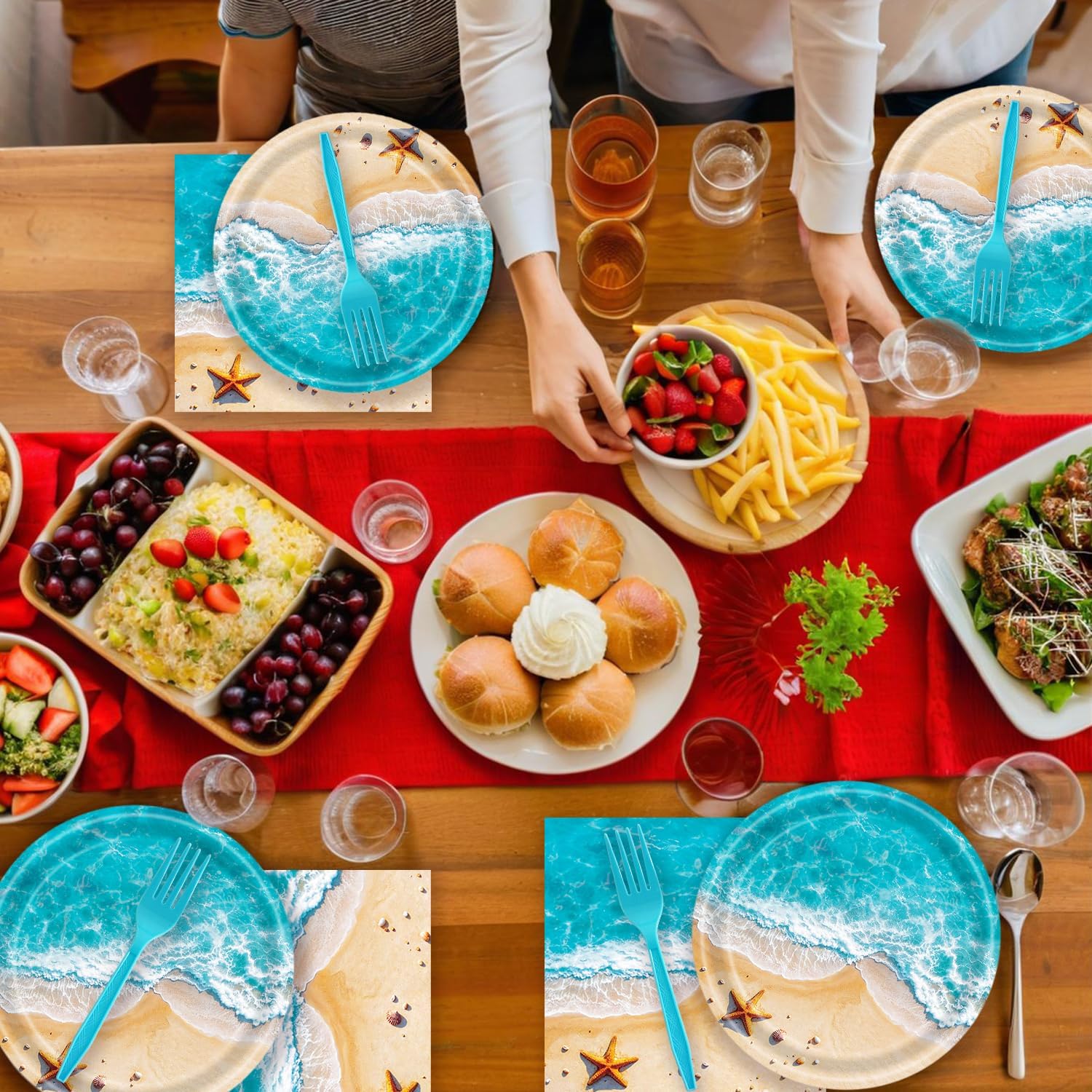 72 Pcs Ocean Themed Paper Plates and Napkins for Beach Party