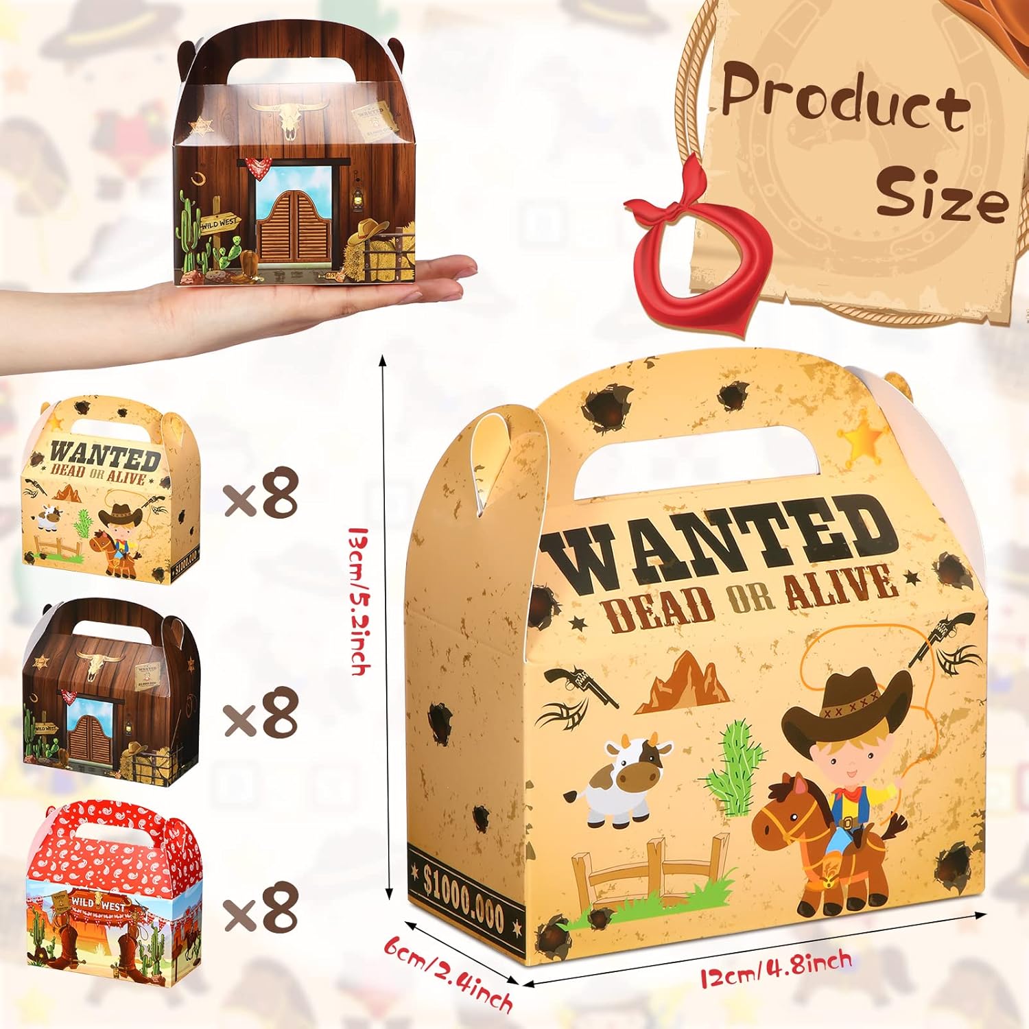 Sepamoon Western Party Favors Gift Boxes 24-Pack