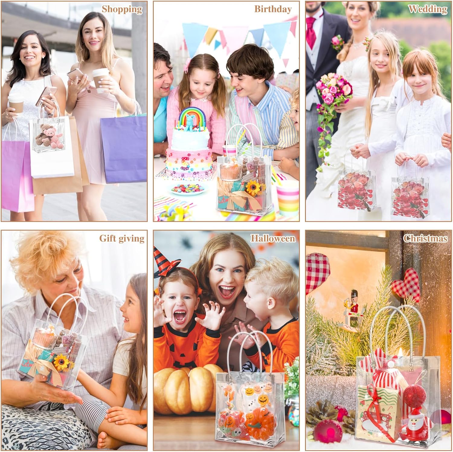 BESARME 60 Pack Clear Gift Bags with Handle