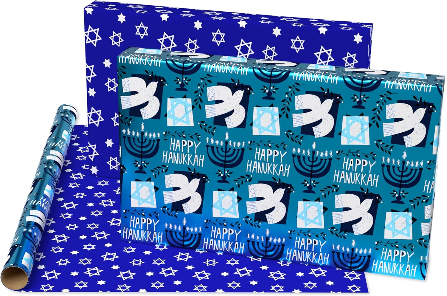 American Greetings Reversible Hanukkah Wrapping Paper 4 Rolls 120 Sq Ft