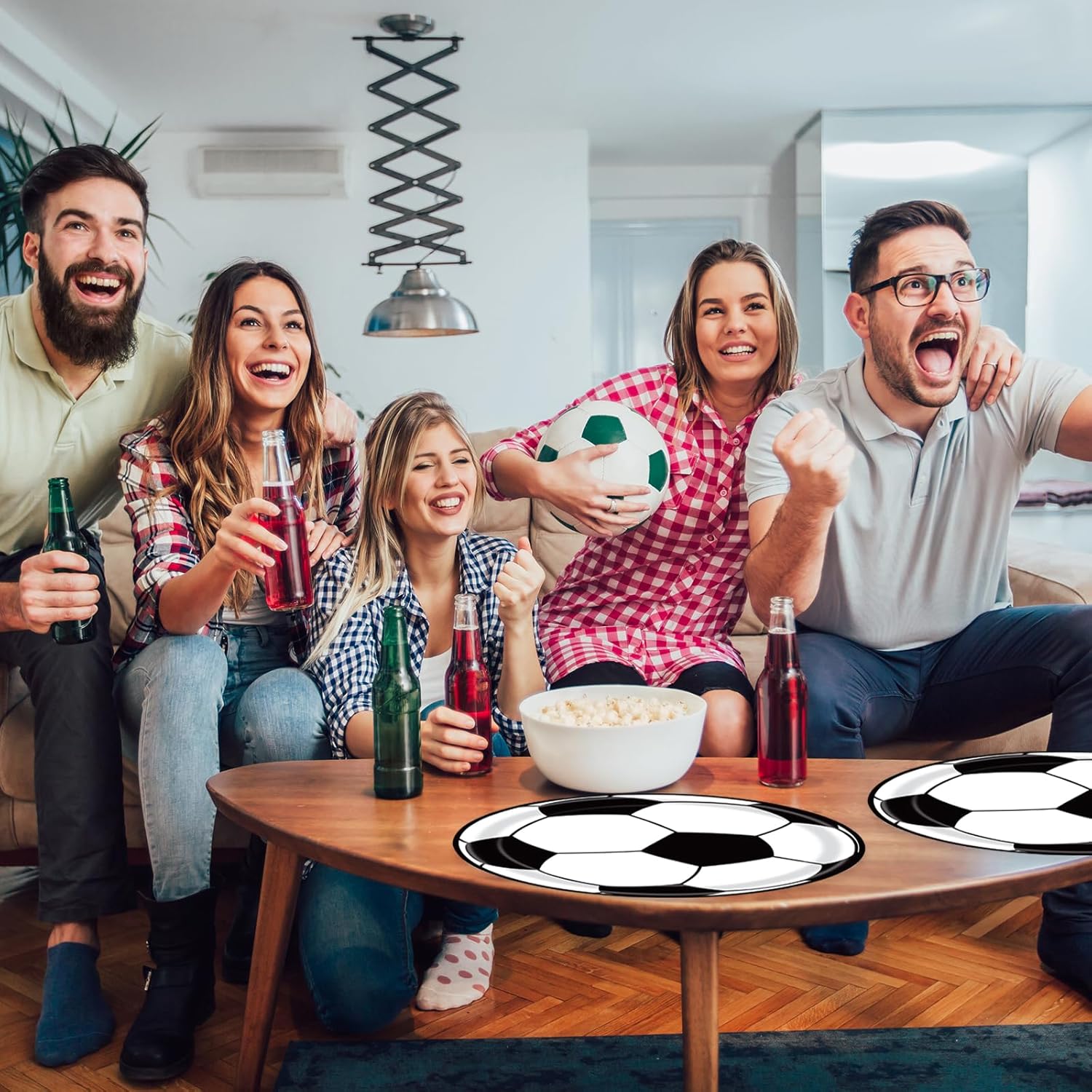 72 Pcs Soccer Themed Paper Plates Napkins Set