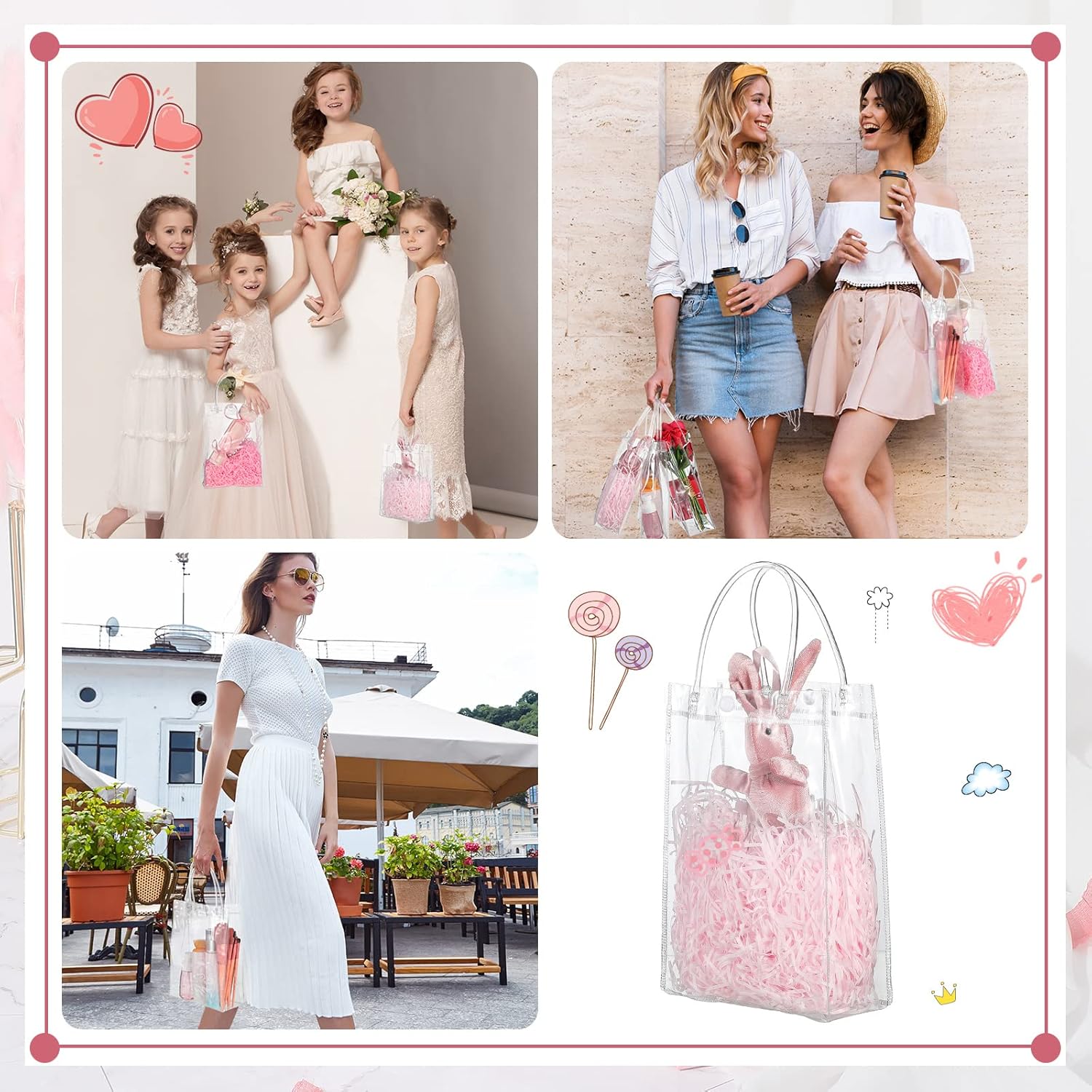 Clear PVC Gift Bags with Handles 25 Pack