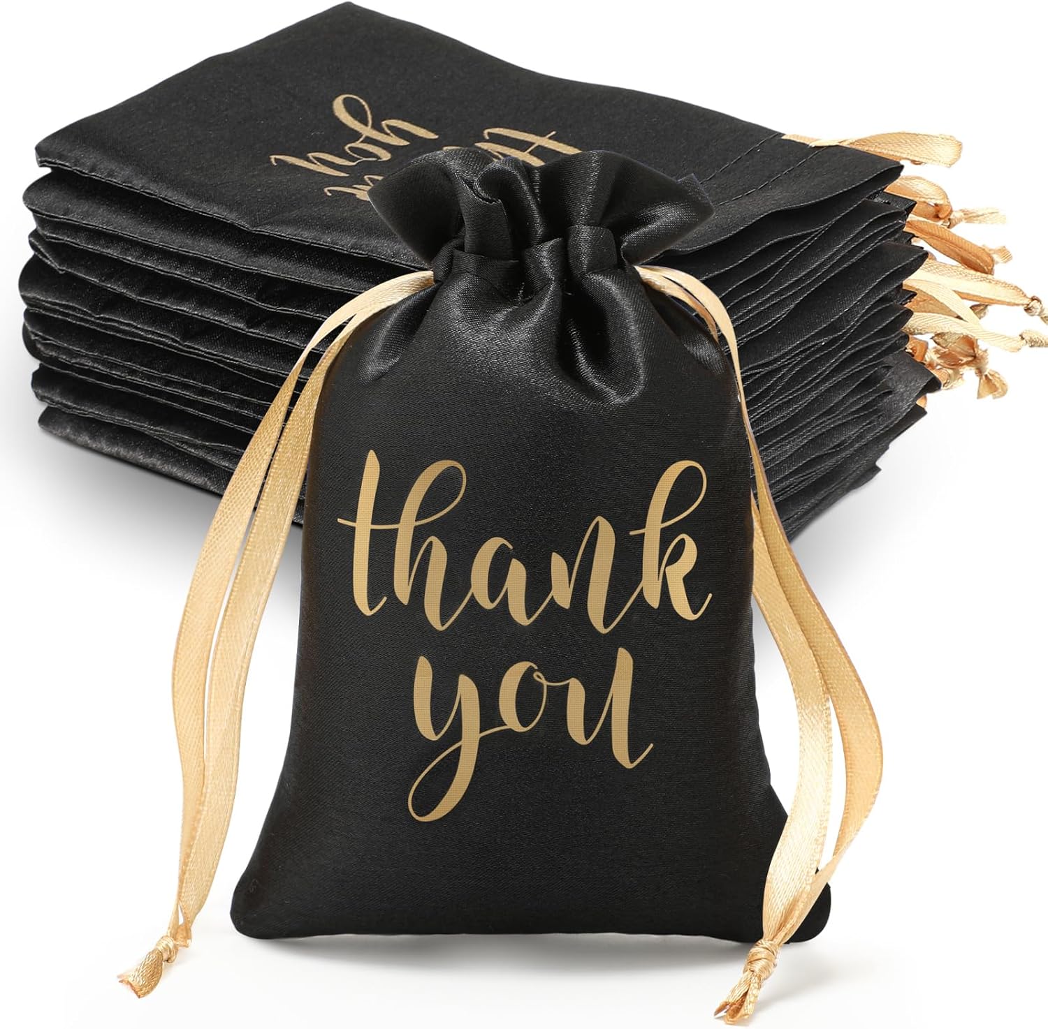 Sieral 50 Pcs Drawstring Thank You Satin Gift Bags