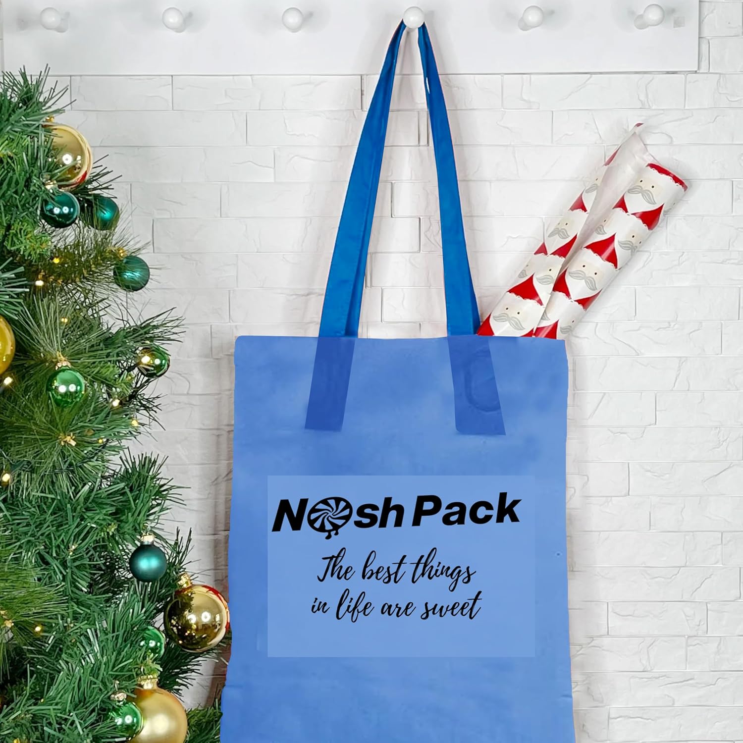 NOSH PACK 100 Blue Clear Tote Gift Bags with Handles