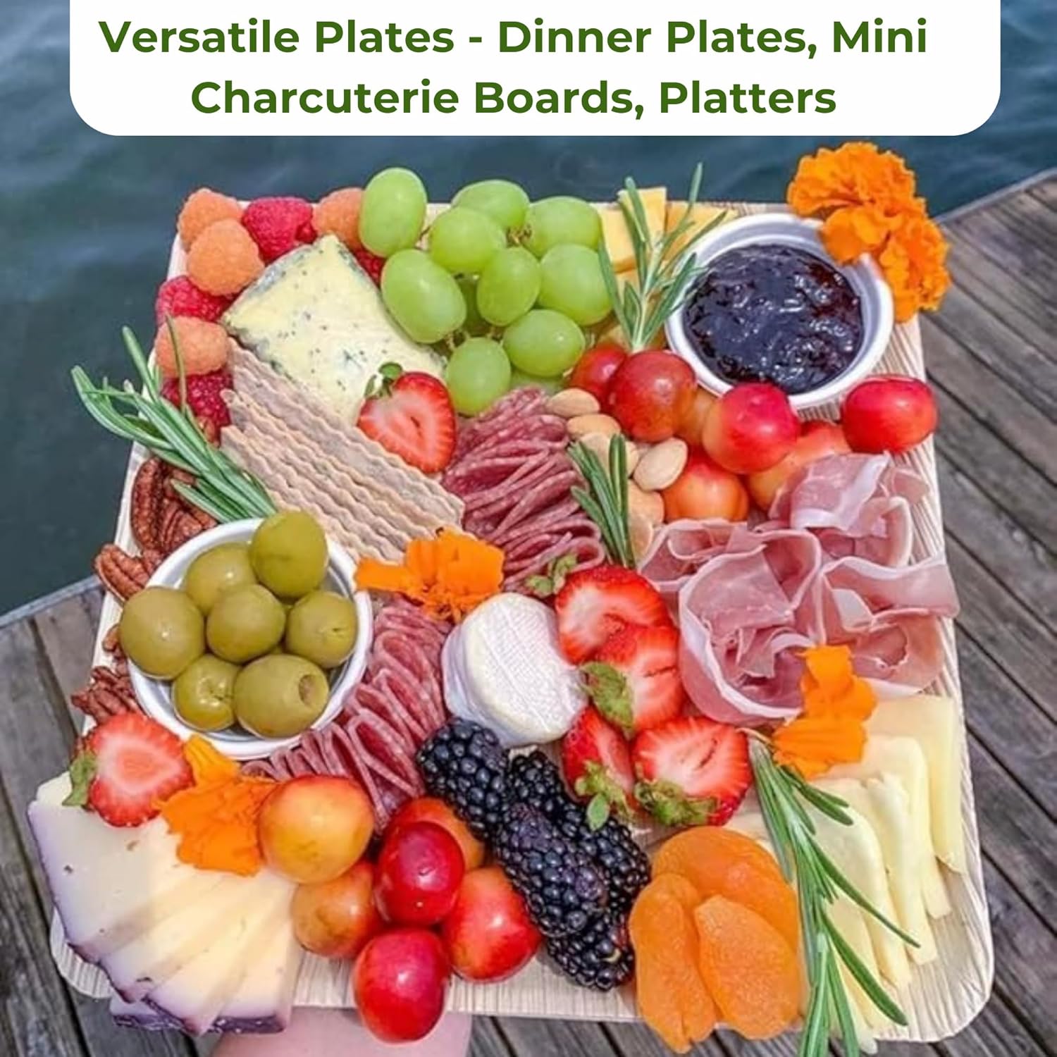 Dtocs 10 Inch Square Compostable Palm Leaf Plates 50 Pack