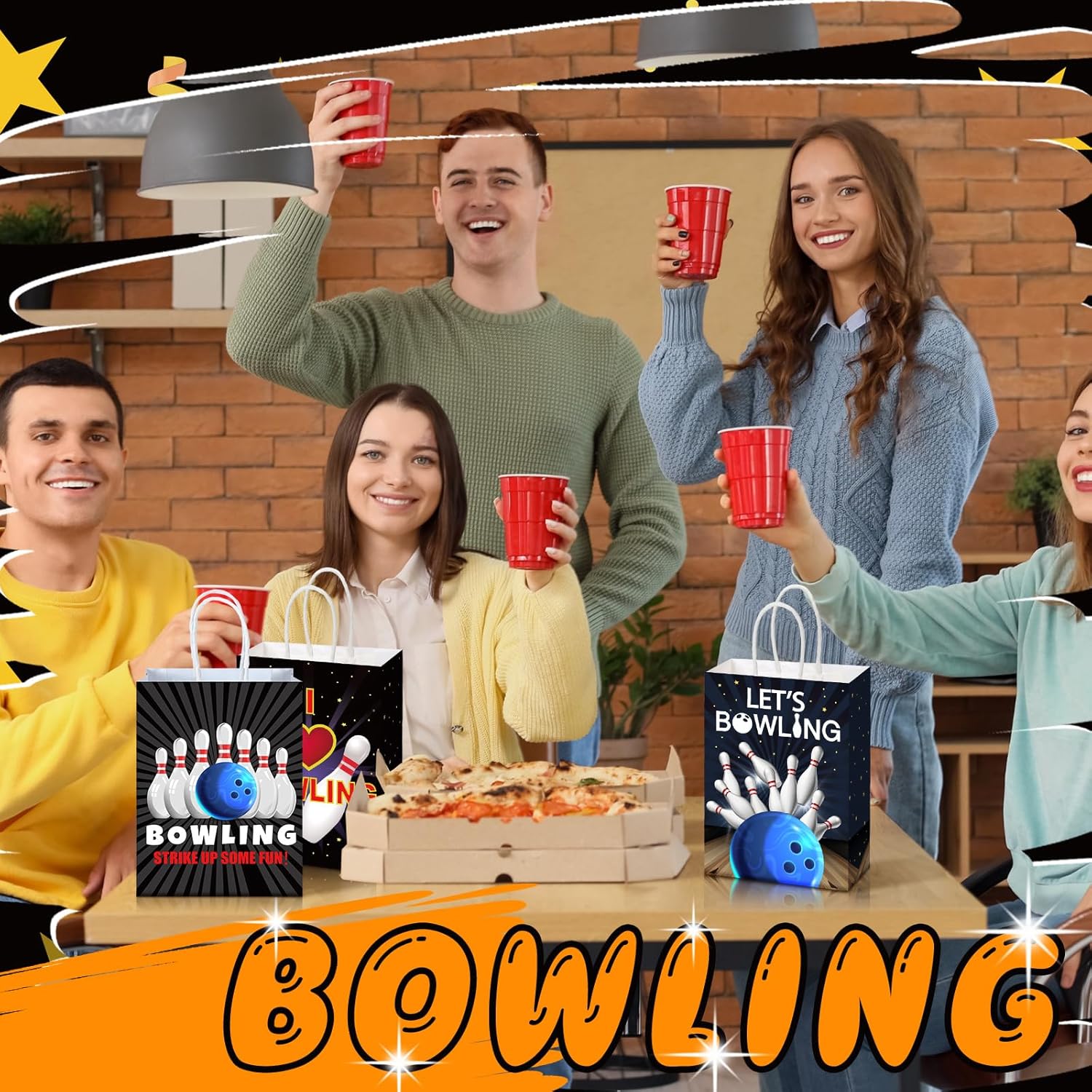Kolldenn 24 Pcs Bowling Party Favor Bags