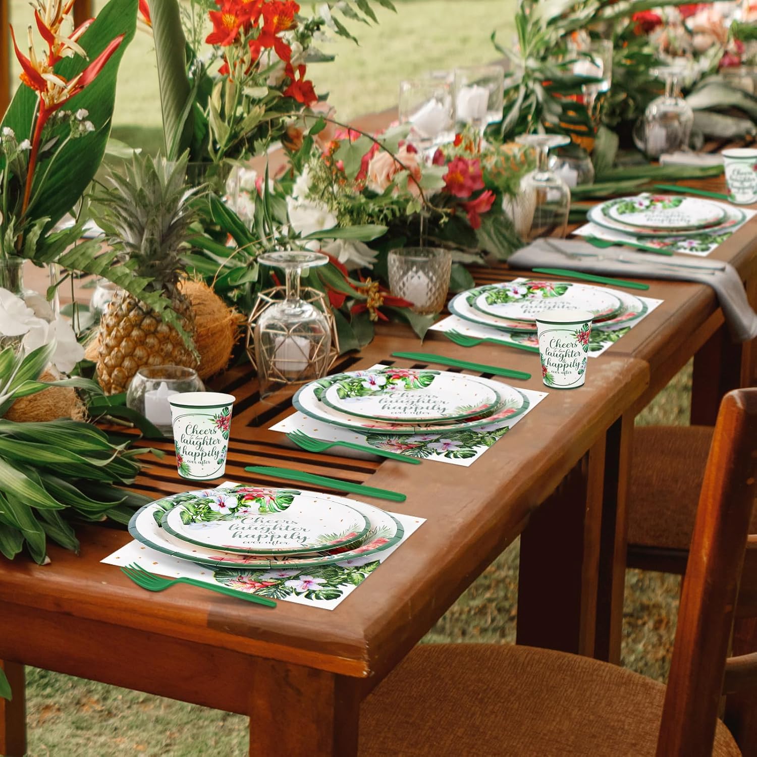 350 Pcs Tropical Wedding Tableware Set for 50 Guests
