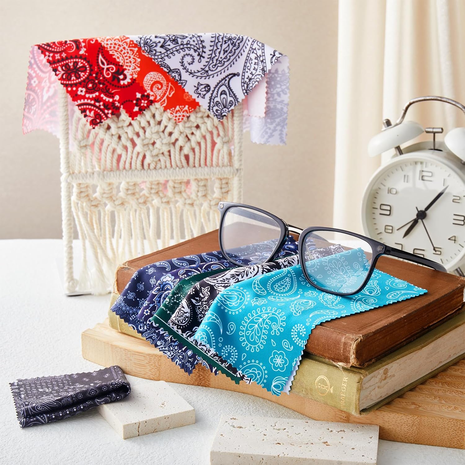 24 Pcs Microfiber Cleaning Cloths Paisley Pattern