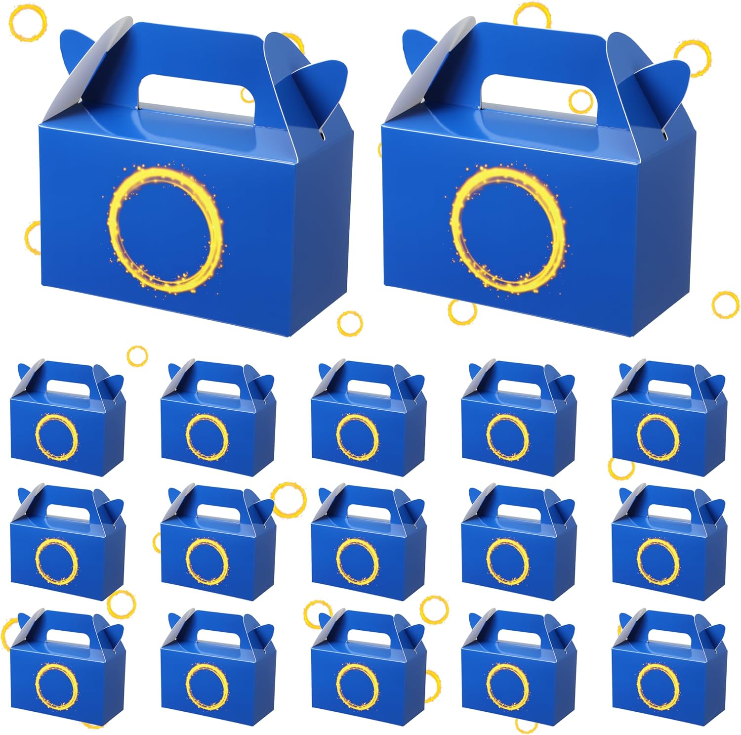 32 Pcs Dark Blue Hedgehog Party Favor Boxes with Handles