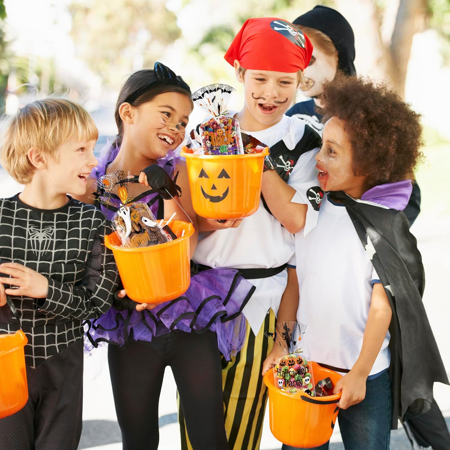 Halloween Treat Bags 120 PCS - Spooky Cellophane Goodie Bags for Kids