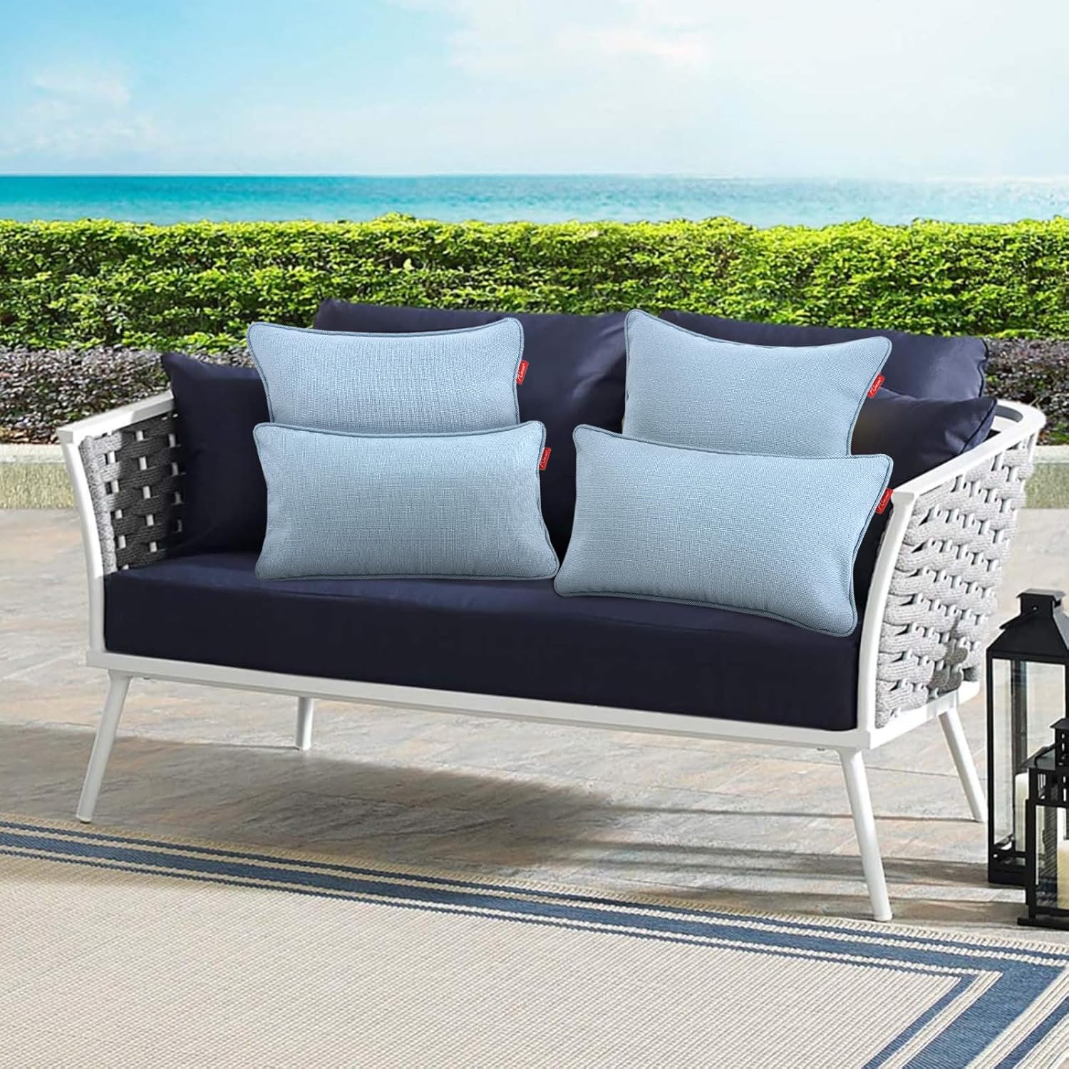 Pcinfuns Light Blue Outdoor Throw Pillows 2 Pack