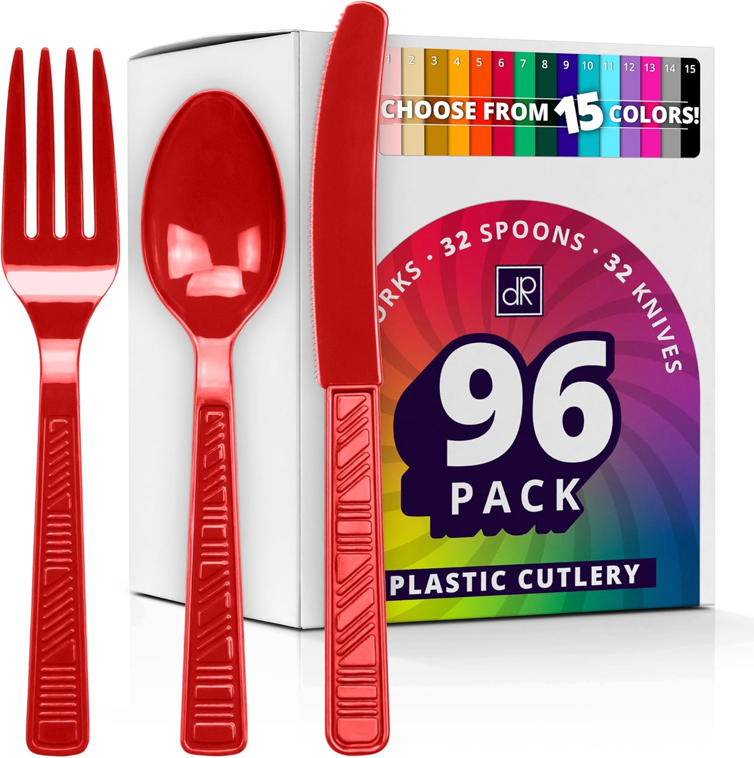 DecorRack Plastic Cutlery Set Red 96 Pieces
