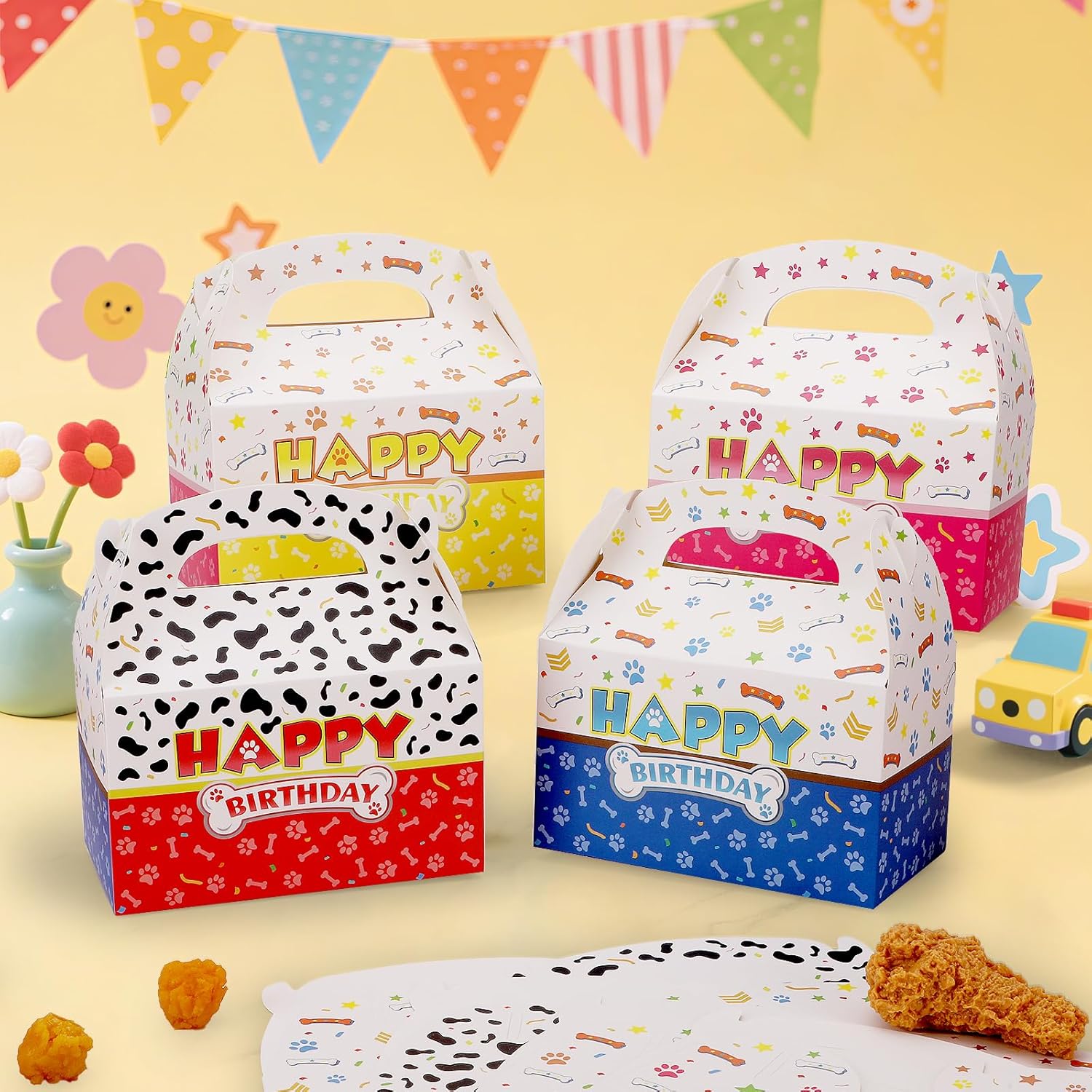 24 Pack Cartoon Dog Paw Treat Boxes for Birthday Parties