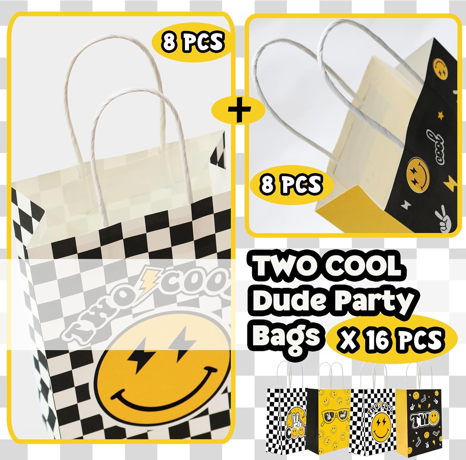 WCOSAM Two Cool Dude Party Favor Gift Bags 16 PCS