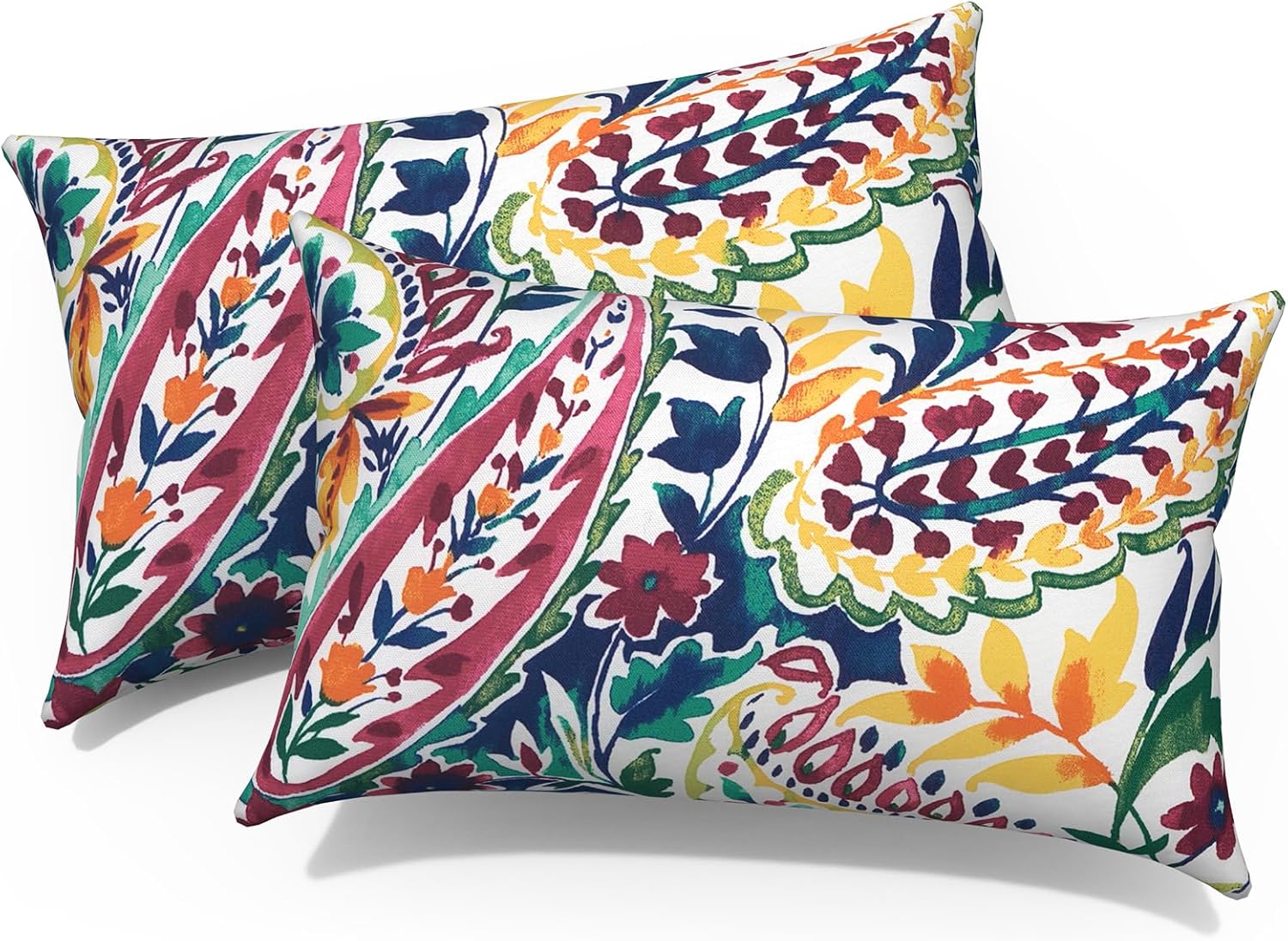 Vigour Paisley Lumbar Pillow Set 12x20 Inch Water Repellent Pack of 2