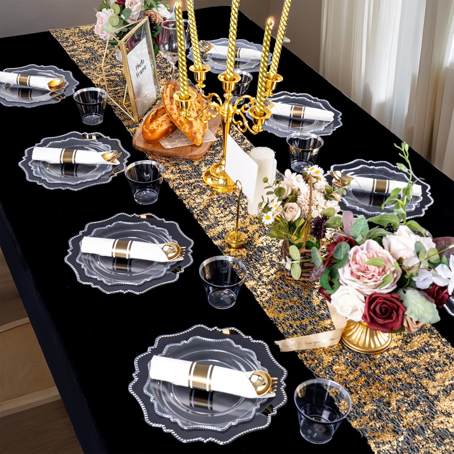COLOSUS 350pcs Clear Plastic Plates Party Dinnerware Set
