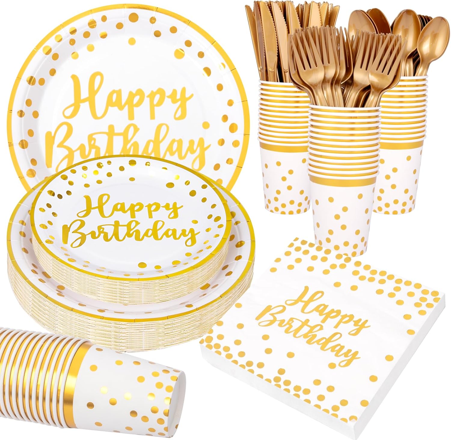 Supernal 350pcs Birthday Plates and Napkins Set