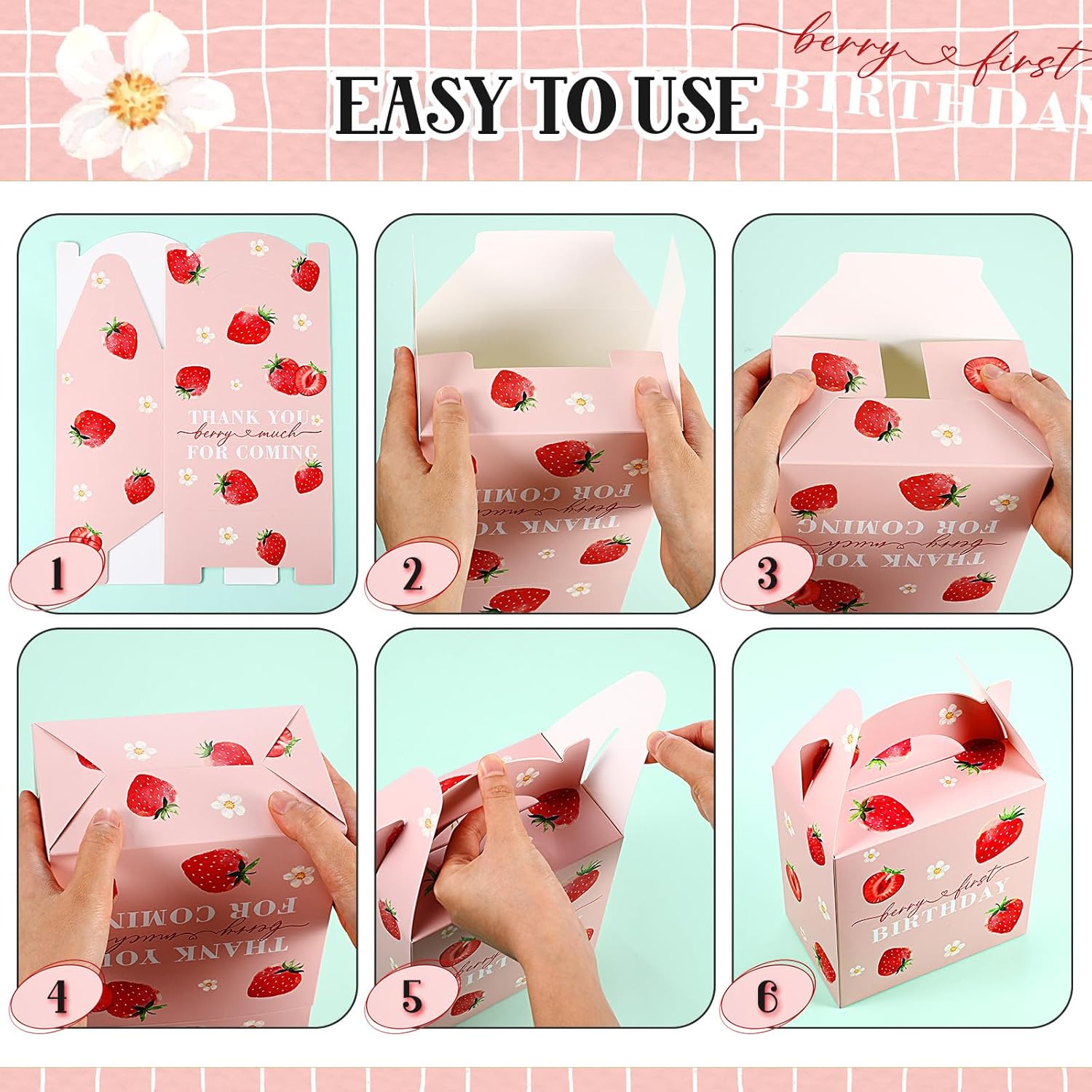 Sinload 12 Pcs Strawberry Treat Gift Boxes