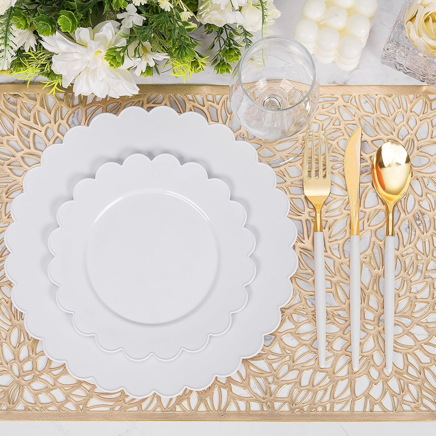 Supernal 100pcs White Plastic Plates for Birthday Wedding Parties
