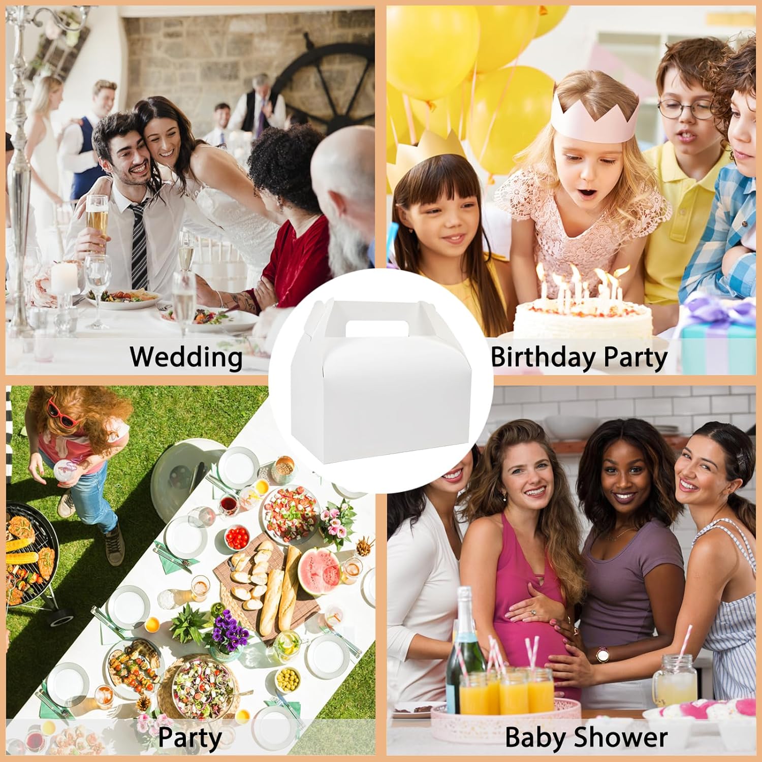 Unarty 30 PCS Large Gable Boxes White 9x6x6 Inch Gift Boxes