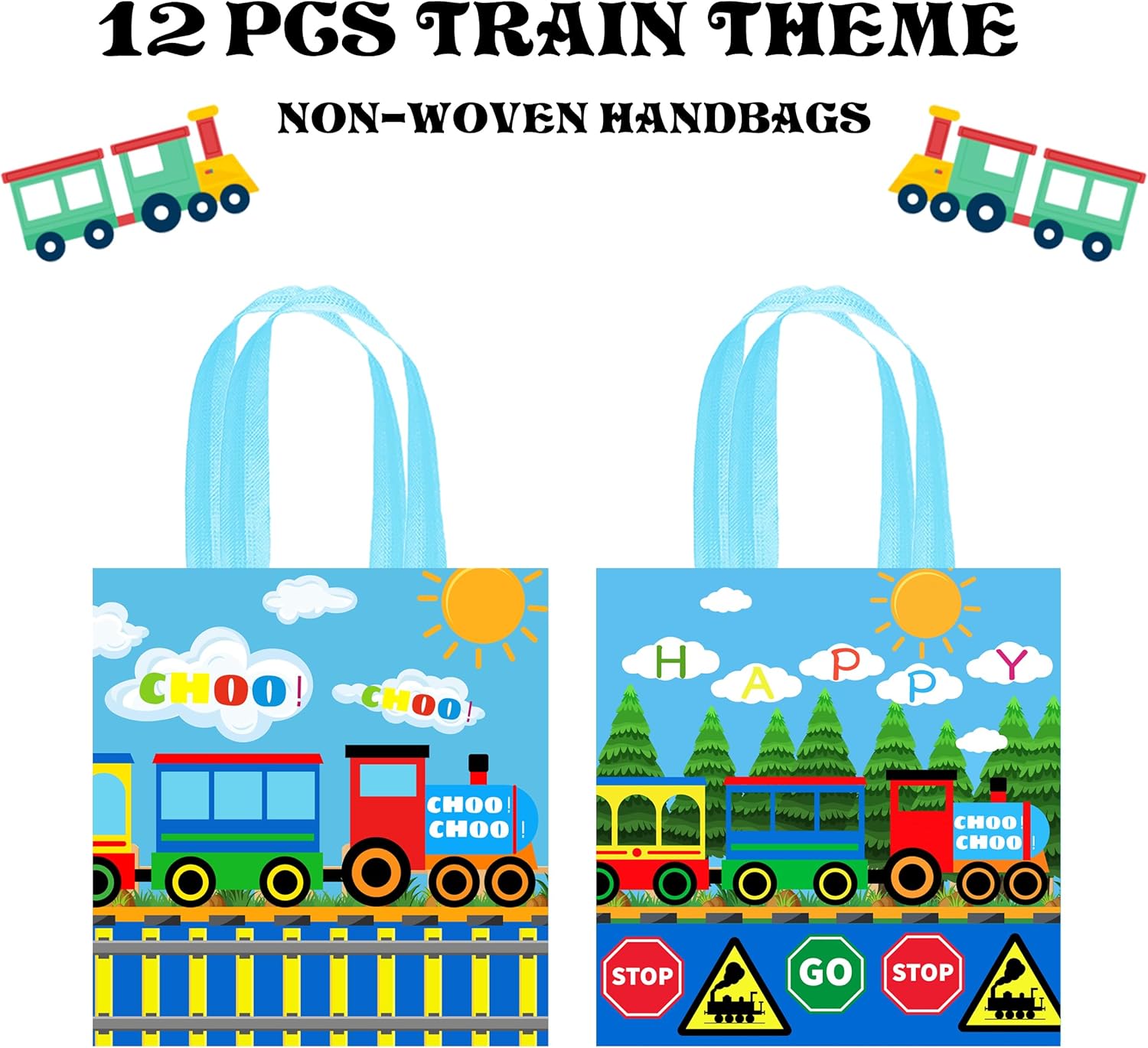 12PCS Train Theme Gift Bags with Handles