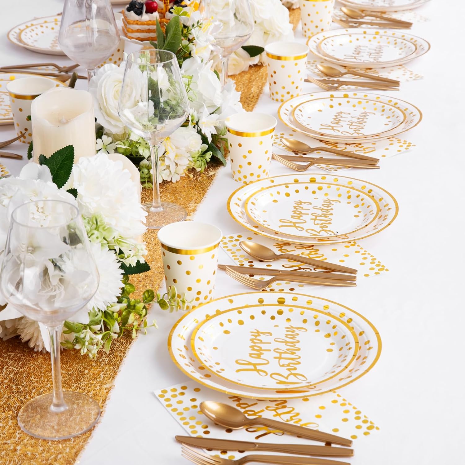 Supernal 350pcs Birthday Plates and Napkins Set
