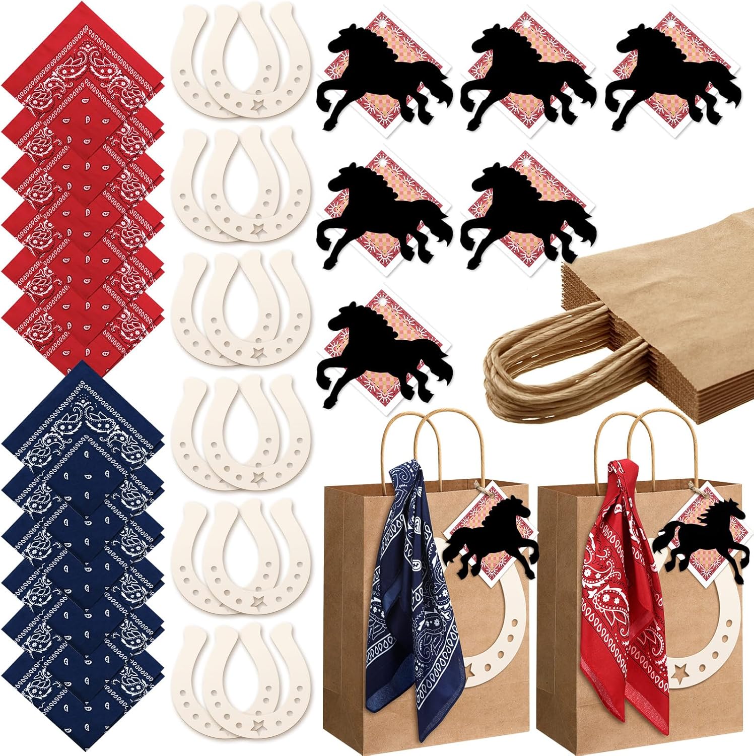 Jeere 12 Piece Western Cowboy Gift Bags Set