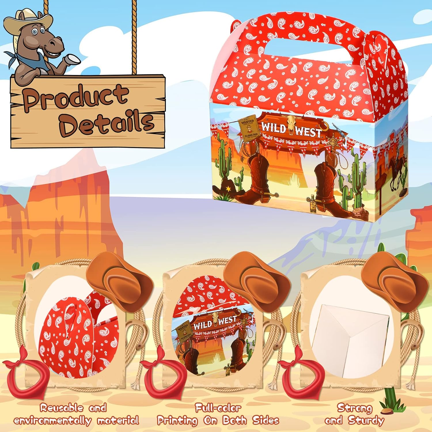 Sepamoon Western Party Favors Gift Boxes 24-Pack