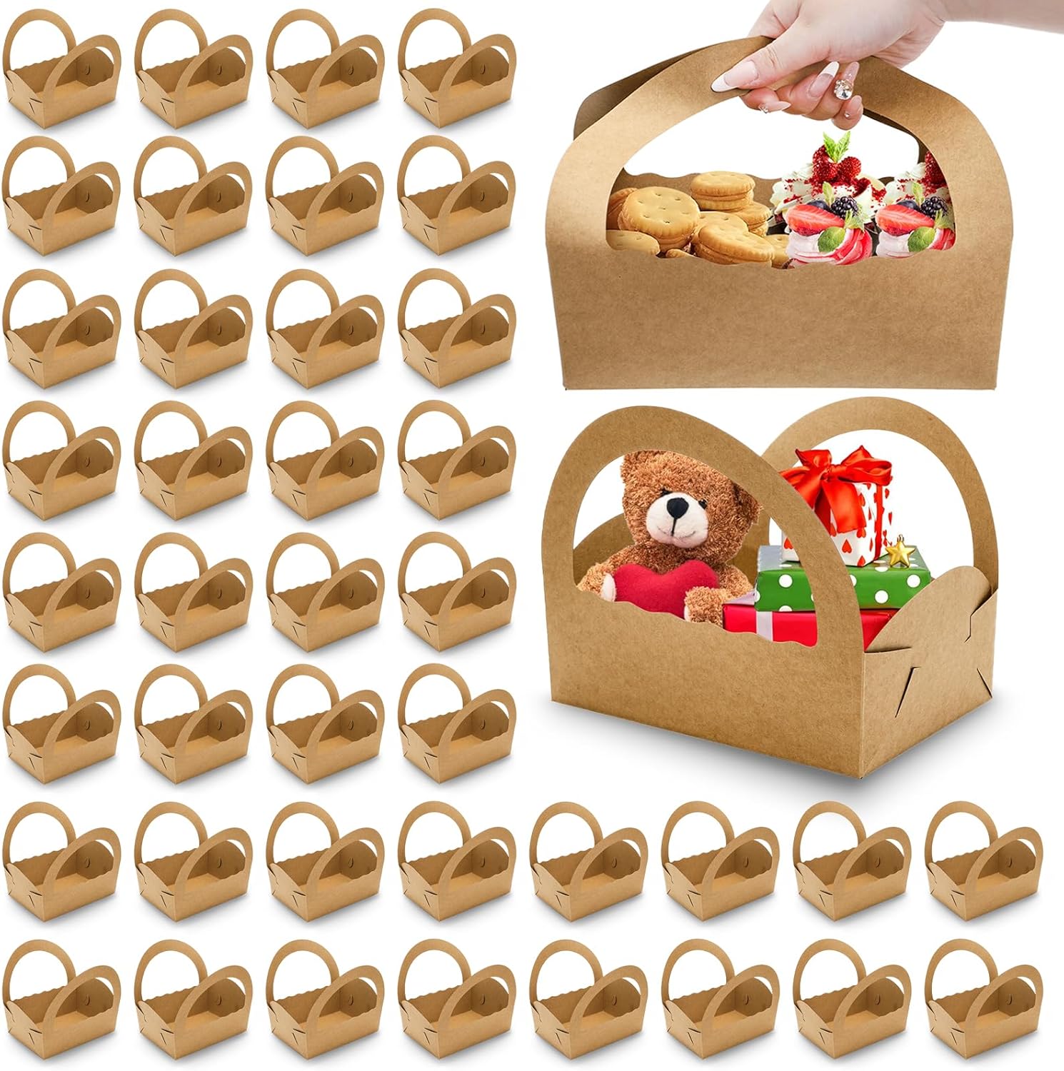 ELFULLY 50 Pack Paper Gift Baskets with Handles