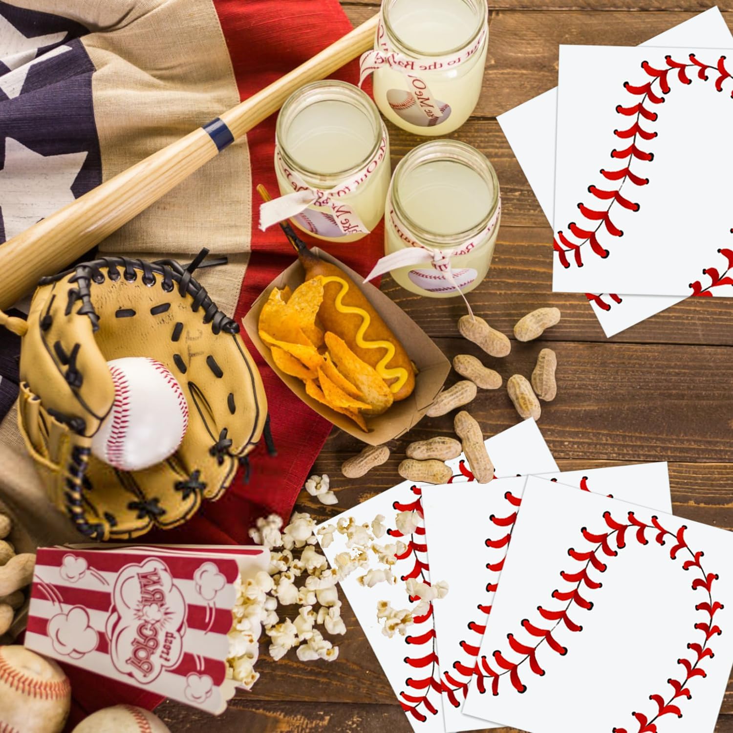 Oigco 60 Pc Baseball Party Tableware Set for 20