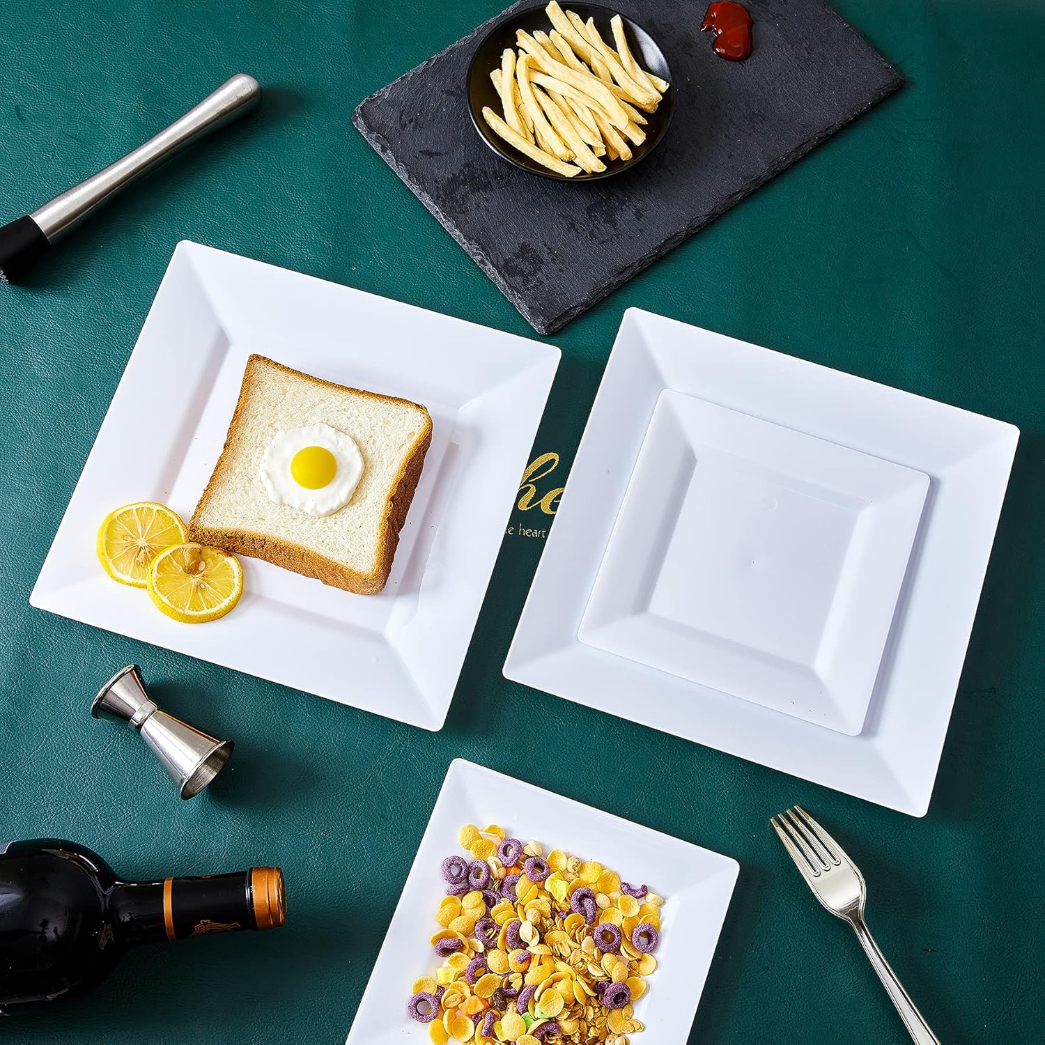 N9R 60PCS White Plastic Square Plates for Parties and Events
