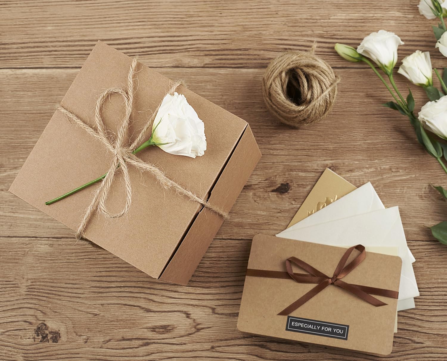 MESHA 6x6x6 Gift Boxes with Lids 50 Pack Brown Kraft