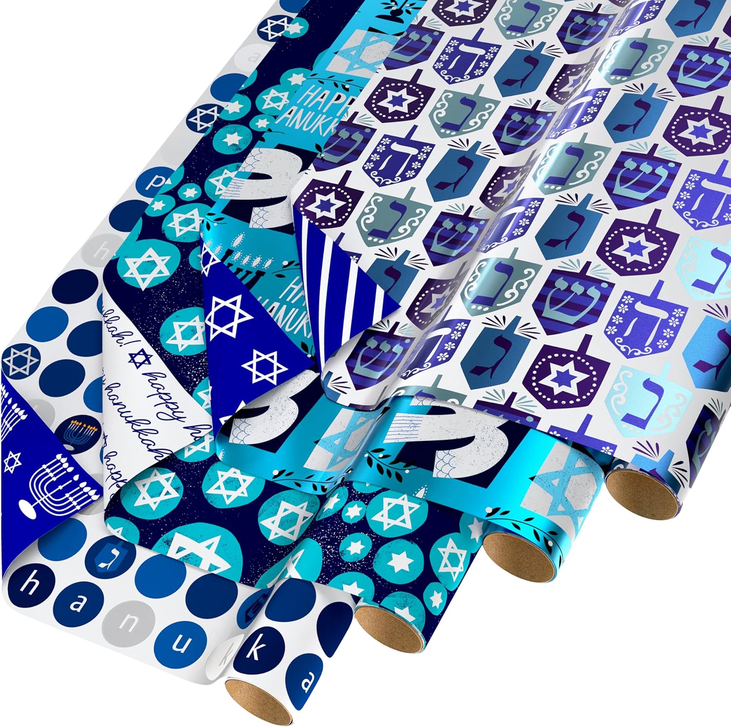 American Greetings Reversible Hanukkah Wrapping Paper 4 Rolls 120 Sq Ft
