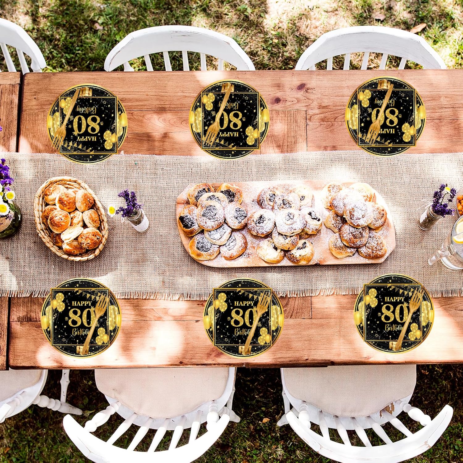80th Birthday Paper Plates Napkins Forks 60pcs Set