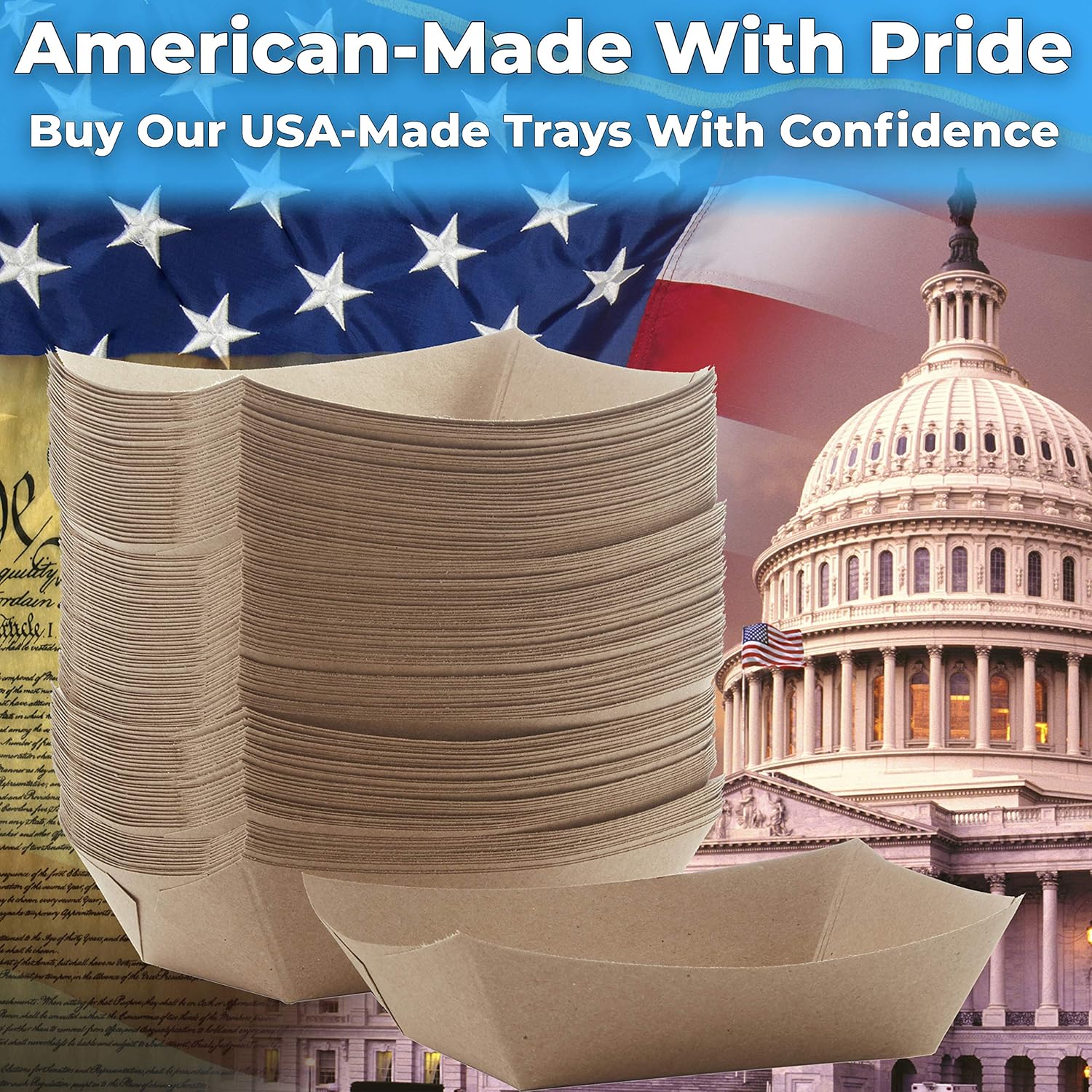 Avant Grub 3lb Eco-Friendly Food Holder Trays 50-Pack