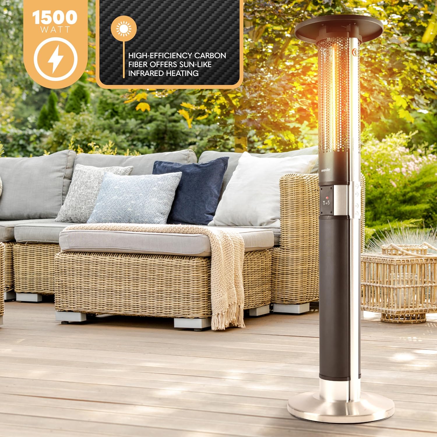 SereneLife Infrared Patio Heater 1500W Remote Control
