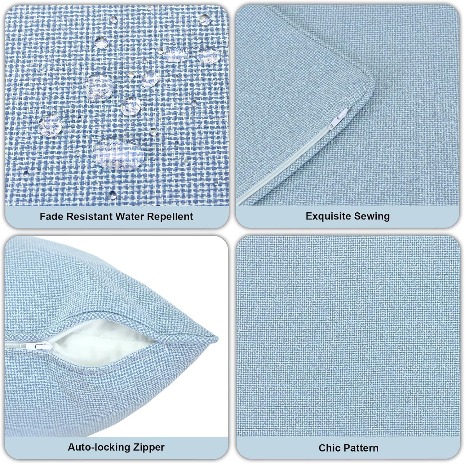 Pcinfuns Light Blue Outdoor Throw Pillows 2 Pack