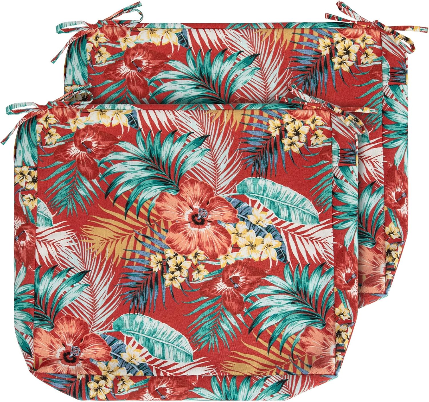 IN4 Care Patio Cushion Covers with Ties 2 Pack Chili Red Floral
