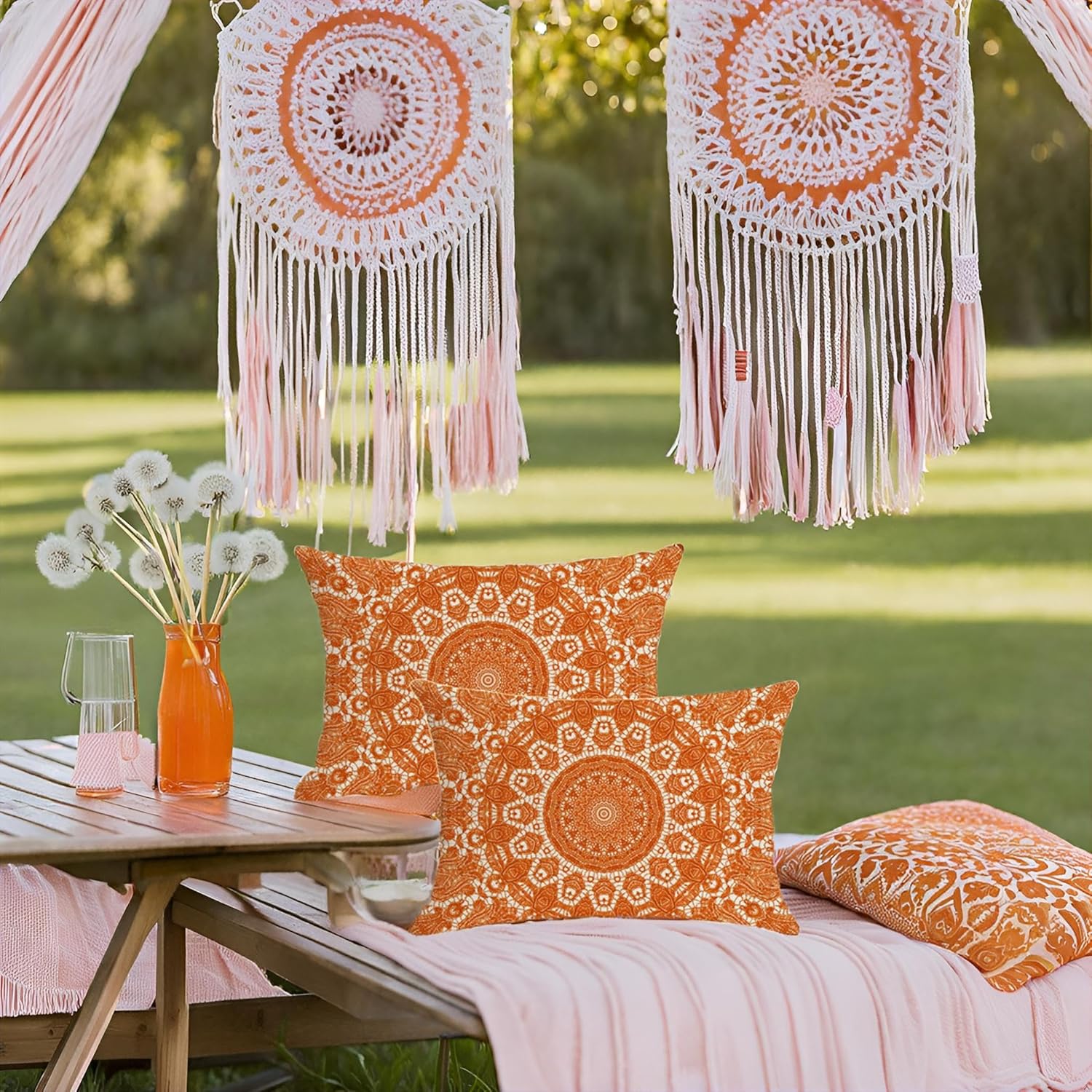 Jartinle Fall Orange Waterproof Pillow Covers 12x20