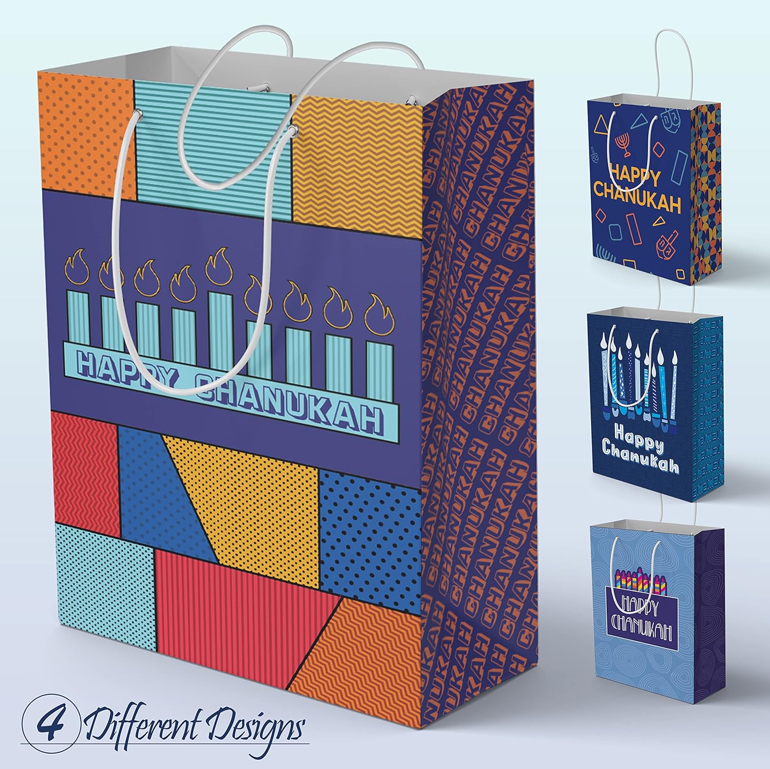 The Hanukkah Company Gift Bags - 4 Pack 5x8 Inch Blue