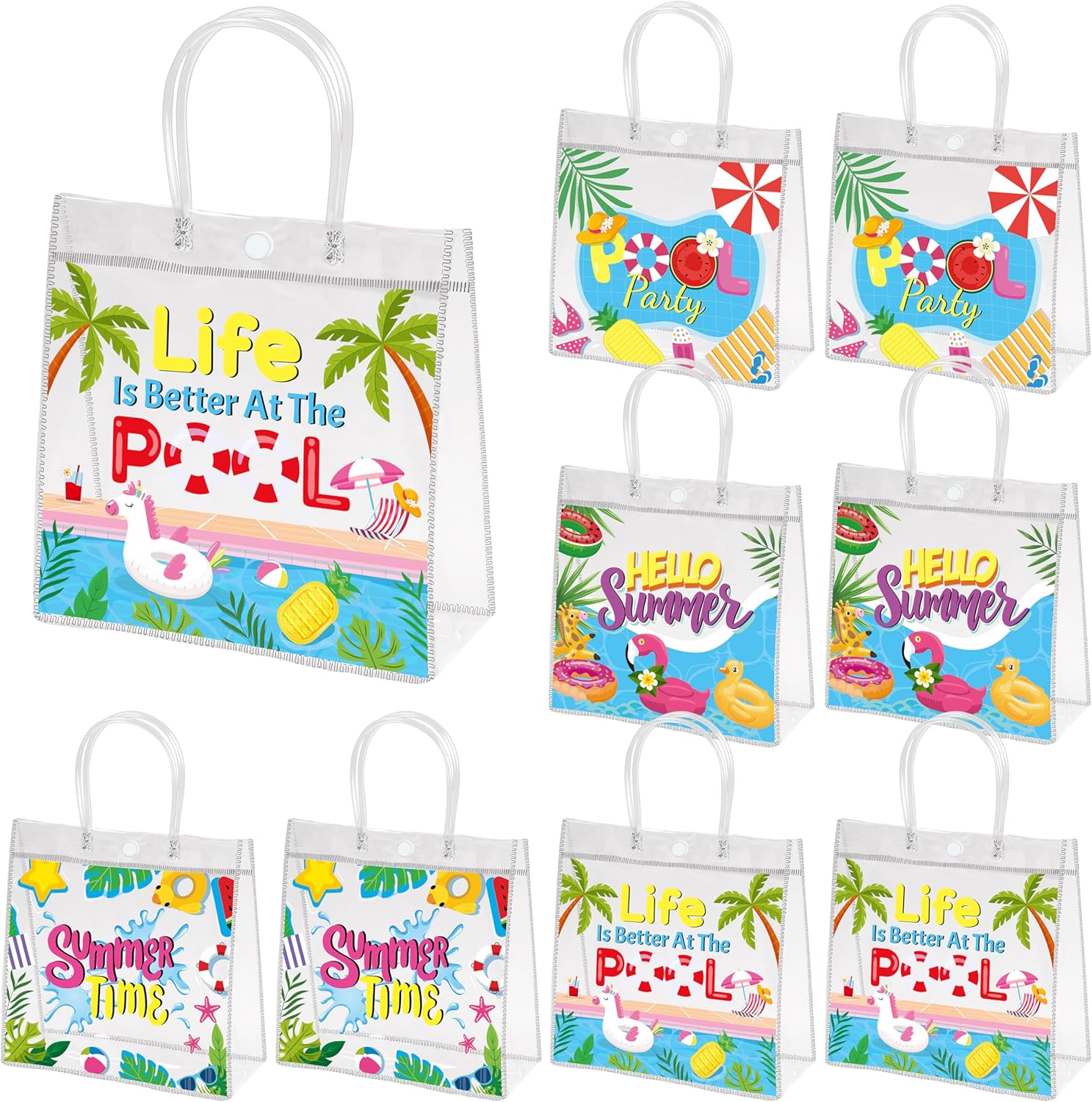 H1vojoxo Summer Gift Bags 24PCS Clear PVC Tote Bags with Handles