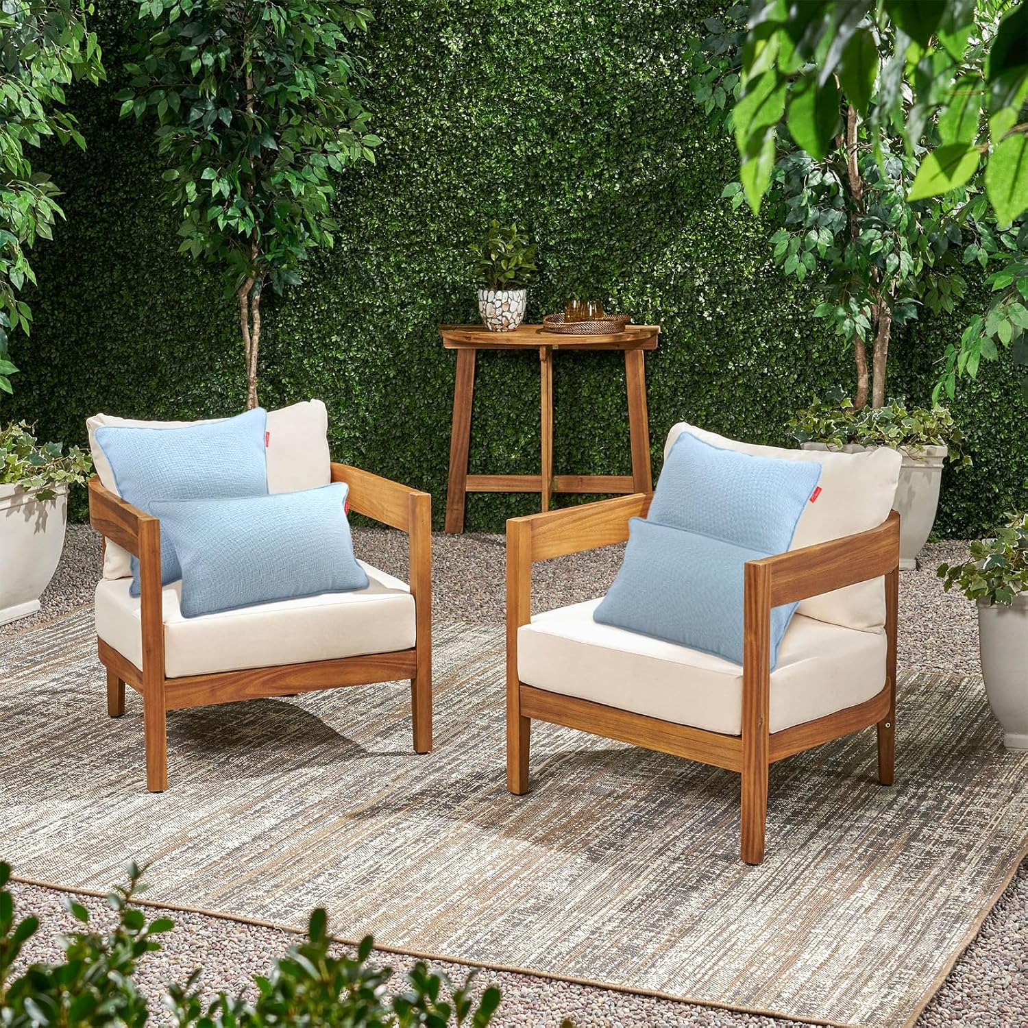 Pcinfuns Light Blue Outdoor Throw Pillows 2 Pack