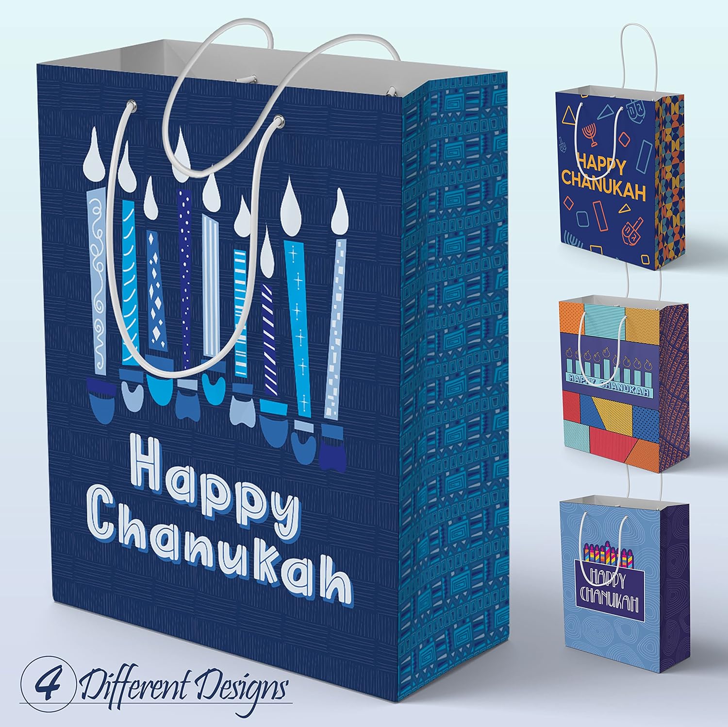 The Hanukkah Company Gift Bags - 4 Pack 5x8 Inch Blue
