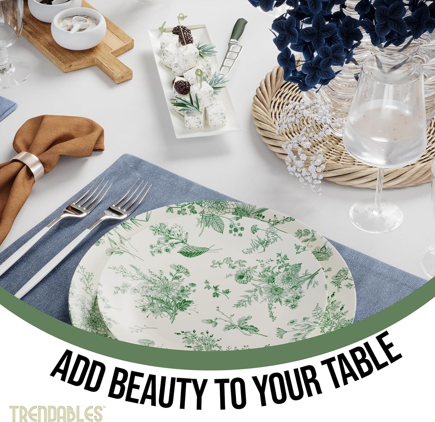 Trendables 80 Piece Plastic Disposable Plates Set