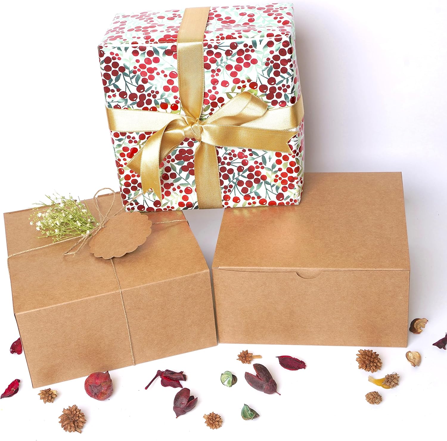 Mudrit Kraft Gift Boxes 10 Pack 8x8x4 Inches