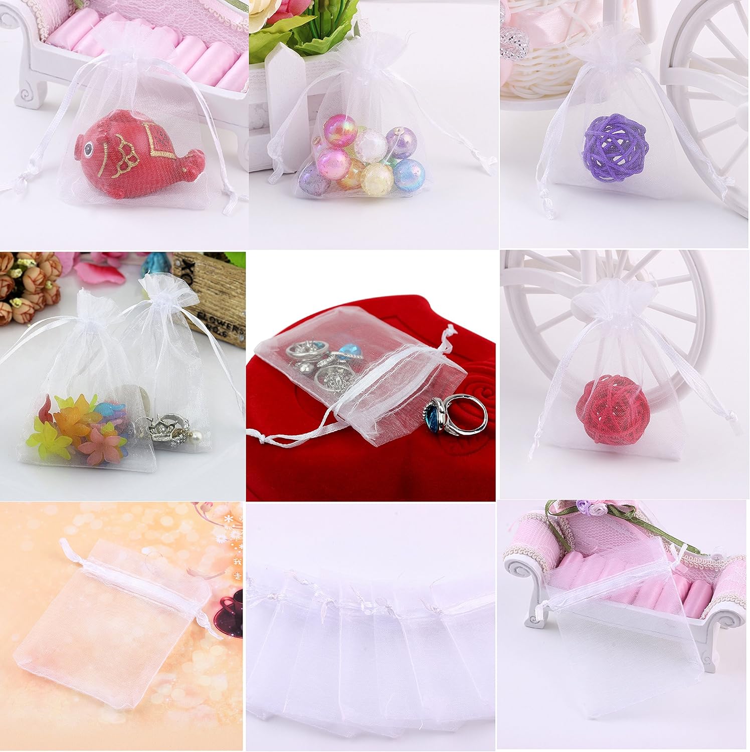 Wudygirl 100pcs Organza Gift Bags 4x6 with Drawstring